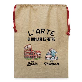Die Kunst, Steine zu stapeln Humor Lazio - Jute Weihnachtssack  - Beige - Vorne