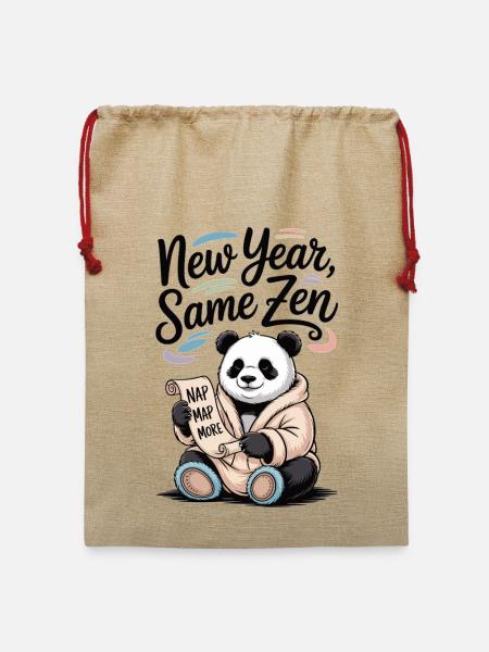 Entspannt ins neue Jahr Panda Shirt mit Zen-Vibes - Jute Weihnachtssack  - Beige
