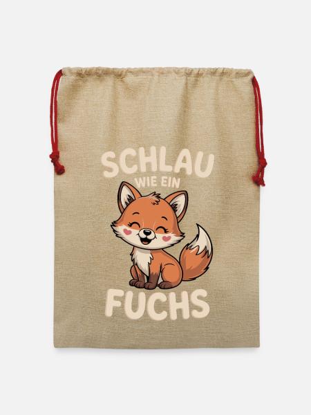 Schlau Wie Ein Fuchs Niedlich - Jute Weihnachtssack - Beige
