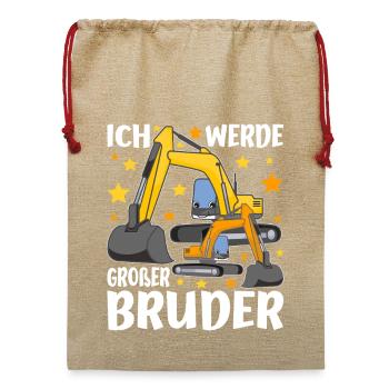 Ich werde Großer Bruder 2026 Kinder Nachwuchs - Jute Weihnachtssack  - Beige - Vorne