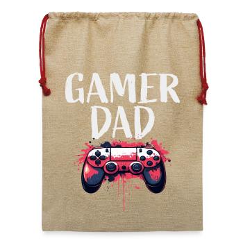 Gamer Dad Controller Kunst - Jute Weihnachtssack  - Beige - Vorne