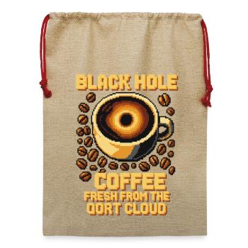 Black Hole Coffee Pixel-Kunst - Jute Weihnachtssack  - Beige - Vorne