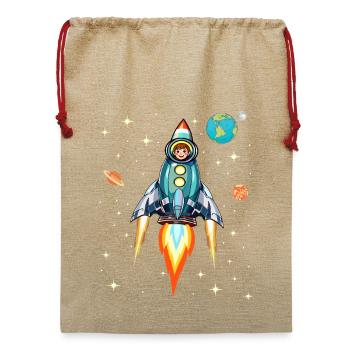 Rakete Weltraum Raumfahrt Raumschiff - Jute Weihnachtssack  - Beige - Vorne
