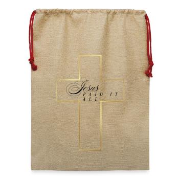 Jesus hat alles bezahlt - Jute Weihnachtssack  - Beige - Vorne