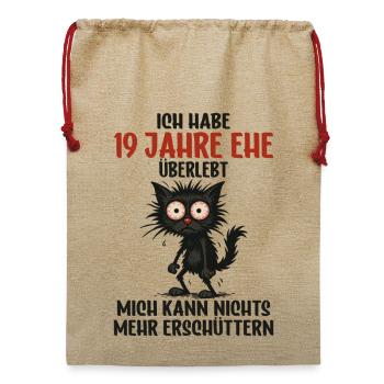 19. Hochzeitstag 19 Jahre verheiratet 19 Jahre Ehe - Jute Weihnachtssack  - Beige - Vorne