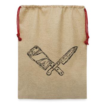 Messer und Hackbeil Zeichnung - Jute Weihnachtssack  - Beige - Vorne