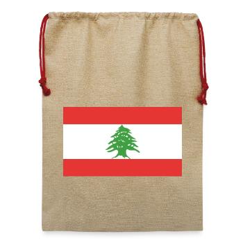 Libanon Flagge - Jute Weihnachtssack  - Beige - Vorne