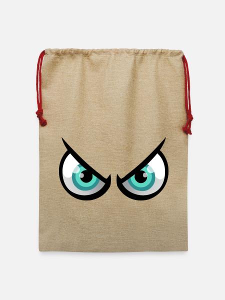 wütende Augen - Jute Weihnachtssack - Beige