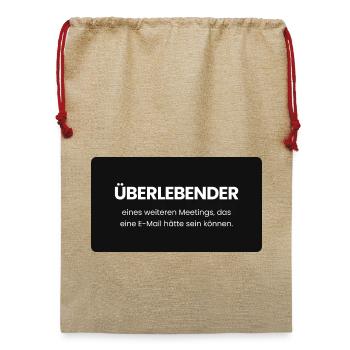 Überlebender eines weiteren Meetings - Jute Weihnachtssack  - Beige - Vorne