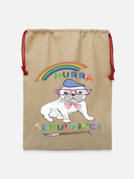 Hurra Schulkind - Jute Weihnachtssack - Beige
