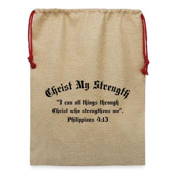 Christus, meine Kraft - Jute Weihnachtssack  - Beige - Vorne