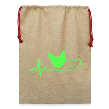 Huhn Hühnerliebe Herzschlag - Jute Weihnachtssack  - Beige - Vorne