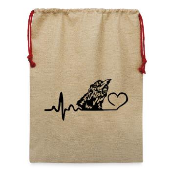Huhn Hühnerliebe Herzschlag - Jute Weihnachtssack  - Beige - Vorne