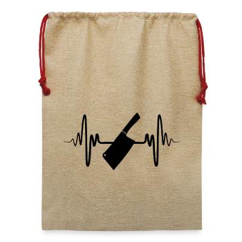Metzger Messer Herzlinie - Jute Weihnachtssack  - Beige - Vorne