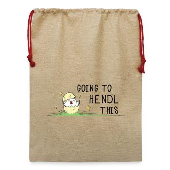 Going to Hendl This Wortspiel Küken Huhn Ei Henne - Jute Weihnachtssack  - Beige - Vorne