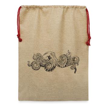 Oktopus – Oktopus-Schwarzmuster - Jute Weihnachtssack  - Beige - Vorne
