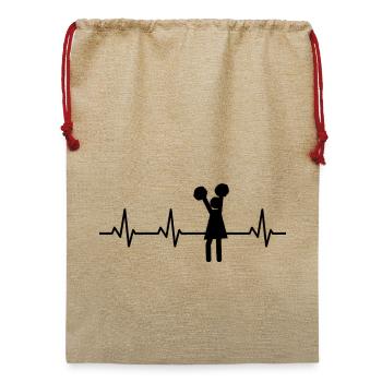 Cheerleader Strichfiguren Pulsschlag - Jute Weihnachtssack  - Beige - Vorne