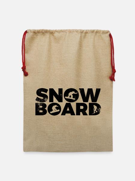 Snowboard - Jute Weihnachtssack - Beige