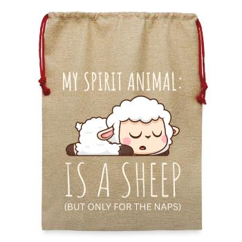 My Spirit Animal is a Sleep- Lustiges Schlaf Motiv - Jute Weihnachtssack  - Beige - Vorne