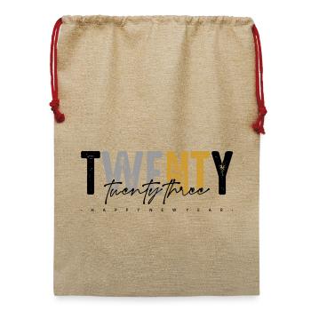 We Want Rust: Distressed Duo-Tone Text - Jute Weihnachtssack  - Beige - Vorne