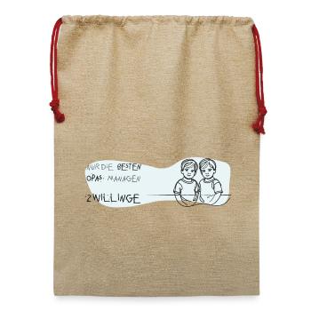 zwillinge opa geschenk bub twin boys - Jute Weihnachtssack  - Beige - Vorne