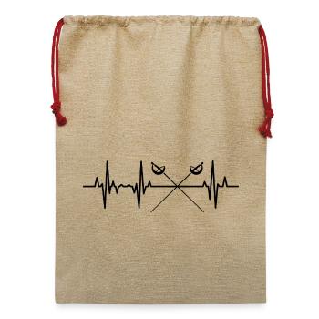 Fechten Herzlinie EKG - Jute Weihnachtssack  - Beige - Vorne