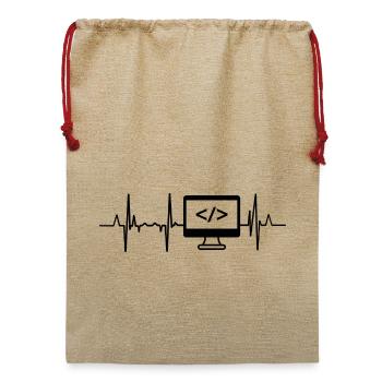 Programmierer Herzschlag - Jute Weihnachtssack  - Beige - Vorne