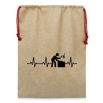 Fleischer Strichfigures Herzlinie - Jute Weihnachtssack  - Beige - Vorne