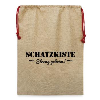 Schatzkiste streng geheim Piraten Piratenschatz - Jute Weihnachtssack  - Beige - Vorne