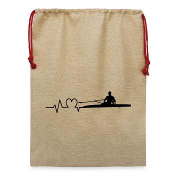 Rudern Herzschlag Ruderer Einer - Jute Weihnachtssack  - Beige - Vorne