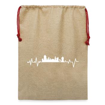 Stadt-Heartbeat-Stadtlinie - Jute Weihnachtssack  - Beige - Vorne