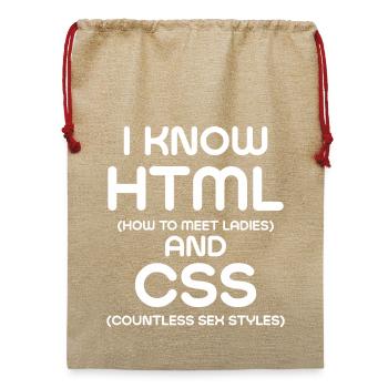 Ich kenne HTML und CSS - Jute Weihnachtssack  - Beige - Vorne