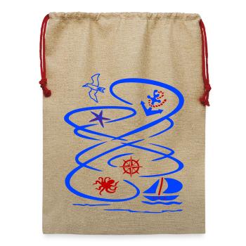 ahoi, maritim - Jute Weihnachtssack  - Beige - Vorne