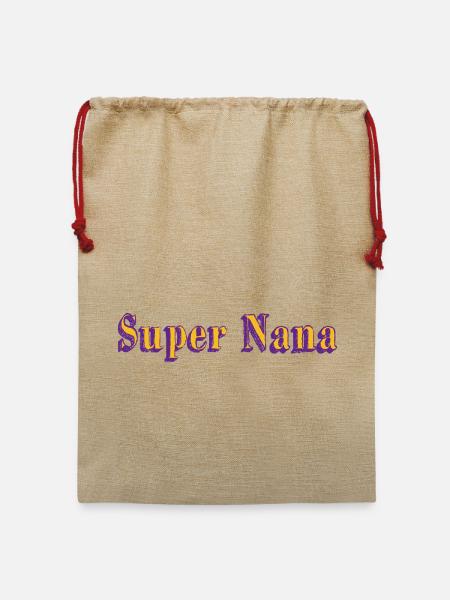 Super Nana - Jute Weihnachtssack  - Beige
