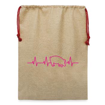 Ich liebe Schweine - Jute Weihnachtssack  - Beige - Vorne