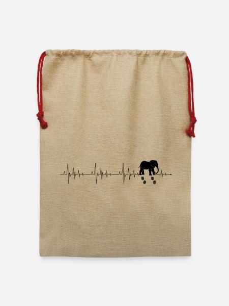 Herzschlag Elefant - Jute Weihnachtssack  - Beige