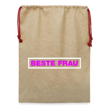 Beste Frau - Jute Weihnachtssack  - Beige - Vorne