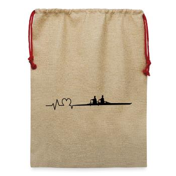 Rudern Herzschlag Doppelzweier - Jute Weihnachtssack  - Beige - Vorne