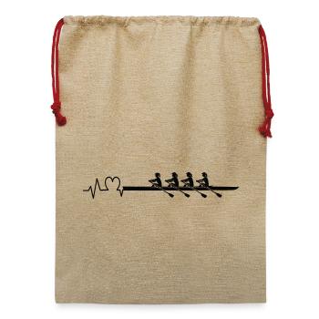 Rudern Herzschlag Frauenvierer - Jute Weihnachtssack  - Beige - Vorne