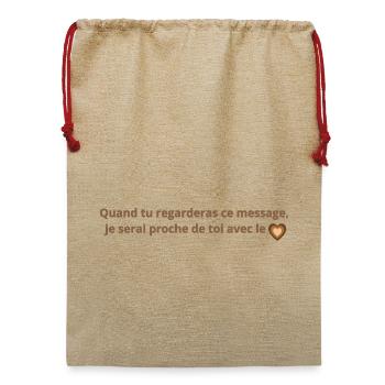 Botschaft Ich werde dir mit meinem Herzen nahe sein - Jute Weihnachtssack  - Beige - Vorne
