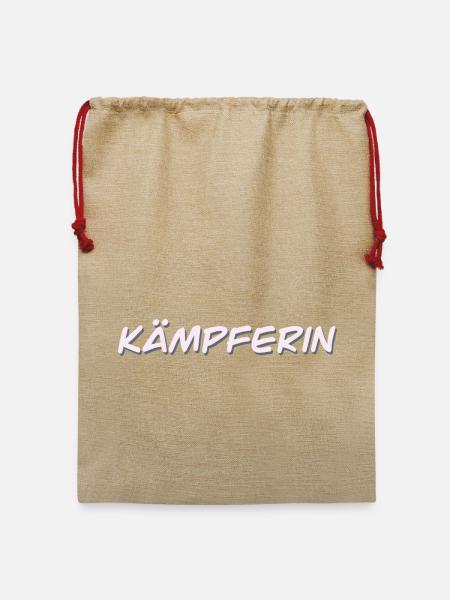 Abstraktes Neonfarbenes Motiv für Damen Kämpferin - Jute Weihnachtssack - Beige