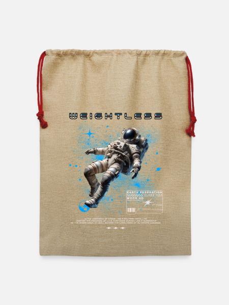 Schwerelos Astronaut Weltall - Jute Weihnachtssack  - Beige