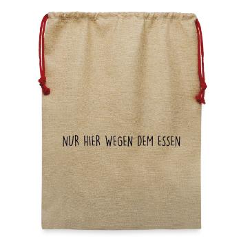 NUR HIER WEGEN DEM ESSEN - Jute Weihnachtssack  - Beige - Vorne