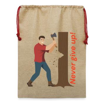Nie aufgeben Holzfäller in Aktion - Jute Weihnachtssack  - Beige - Vorne