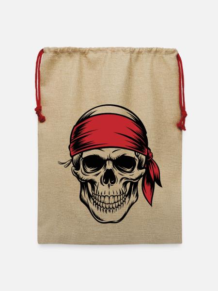 Piraten-Schädel - Jute Weihnachtssack  - Beige