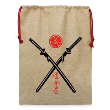 Iaido Kanji & Katana + Mon - Jute Weihnachtssack  - Beige - Vorne