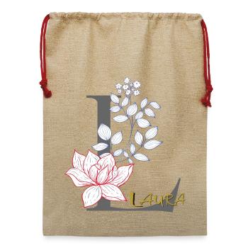 Initiale Buchstabe Laura - Jute Weihnachtssack  - Beige - Vorne