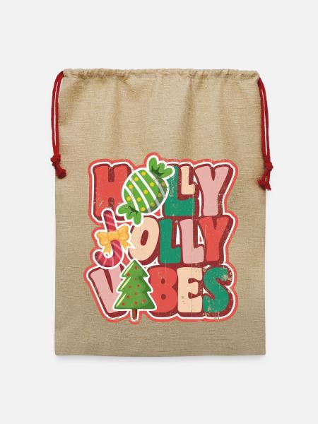 Fröhliche Weihnachtsblasen Weihnachten - Jute Weihnachtssack  - Beige