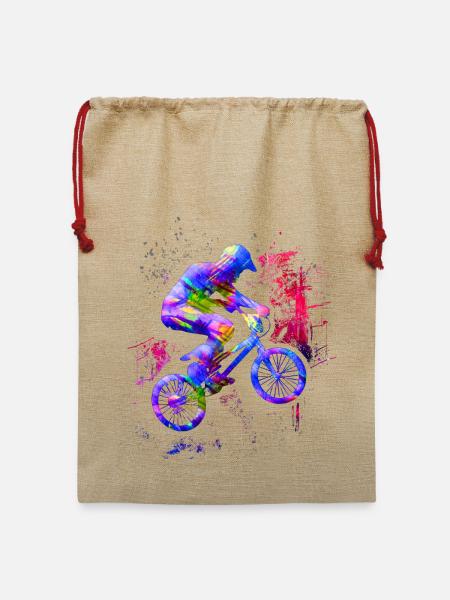Buntes BMX / Farbiges BMX / BMX Fahrrad - Jute Weihnachtssack  - Beige