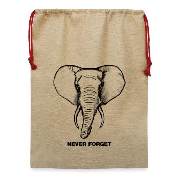 Elefant - Never forget - Jute Weihnachtssack  - Beige - Vorne